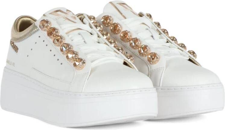 Emanuelle Vee Leren Sneakers met Strass en Glitter White Dames