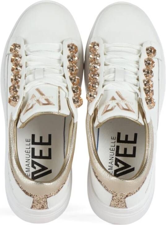 Emanuelle Vee Leren Sneakers met Strass en Glitter White Dames