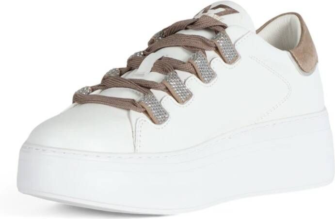 Emanuelle Vee Leren Sneakers met Strass White Dames