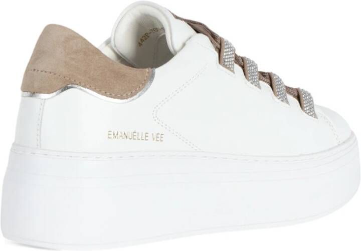 Emanuelle Vee Leren Sneakers met Strass White Dames