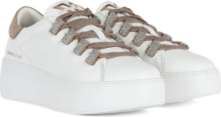 Emanuelle Vee Leren Sneakers met Strass White Dames