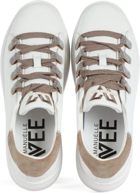 Emanuelle Vee Leren Sneakers met Strass White Dames