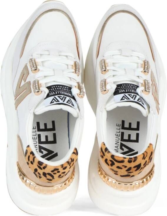 Emanuelle Vee Sneakers met contrastinzetten van leer en stof White Dames