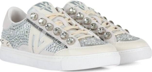 Emanuelle Vee Sneakers van leer en stof met strass Gray Dames