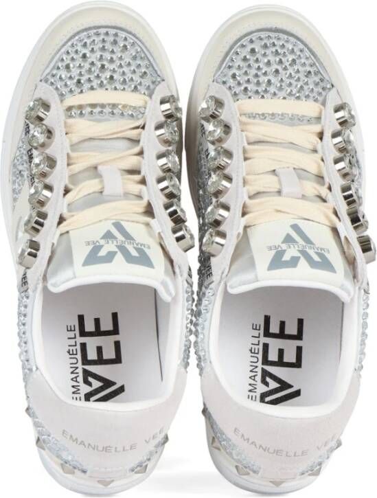 Emanuelle Vee Sneakers van leer en stof met strass Gray Dames