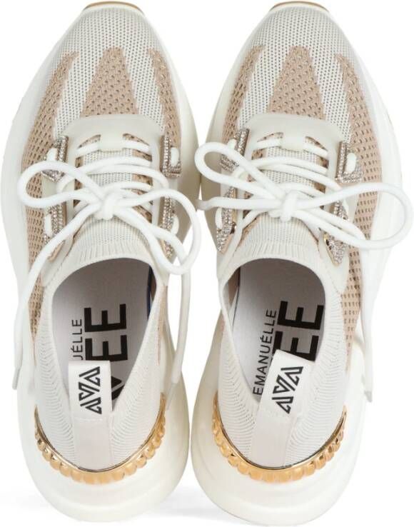 Emanuelle Vee Sneakers van stretchstof met strass White Dames