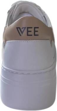 Emanuelle Vee Witte Leren Sneaker met Beige Details White Dames