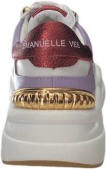 Emanuelle Vee Witte leren sneaker met Bordeaux details White Dames