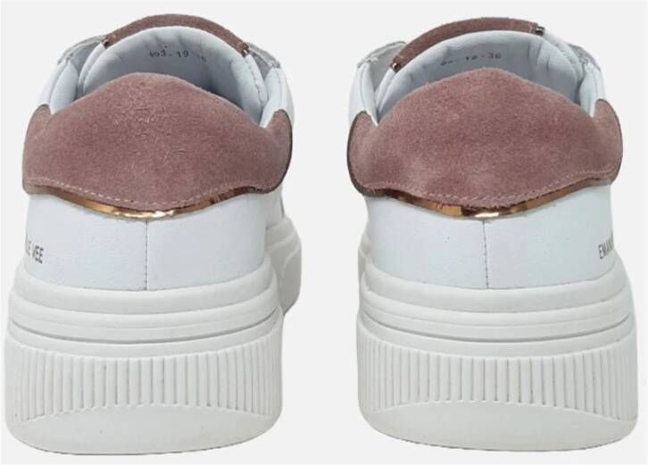 Emanuelle Vee Witte Leren Sneakers met Spiegelende Details White Dames