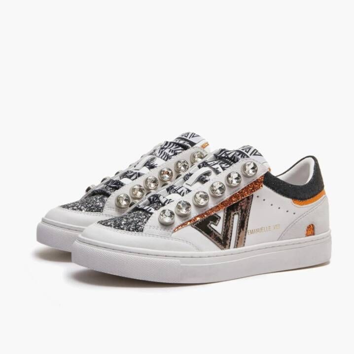 Emanuelle Vee Witte sneakers met contrastdetails Olivia White Dames