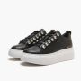 Emanuelle Vee Zwarte leren sneakers met strass veters Black Dames - Thumbnail 2