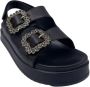 Emanuelle Vee Zwarte Sandalen met Strass Details Black Dames - Thumbnail 2