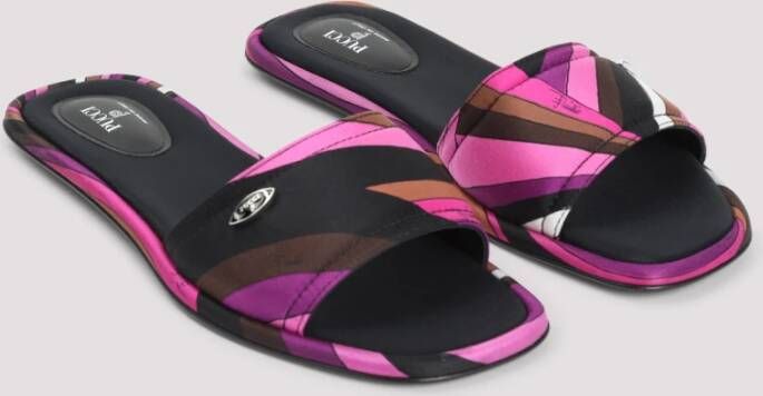 EMILIO PUCCI Fuchsia Brown Slides Sandalen Multicolor Dames