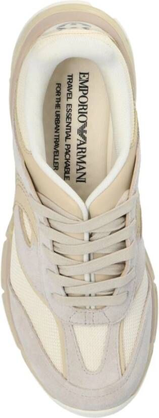 Emporio Armani Beige Suède Panel Sneakers Beige Heren