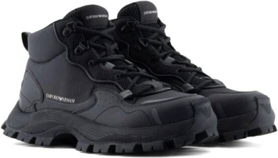 Emporio Armani Casual Zwarte Sneakers met Rubberen Zool Black Heren