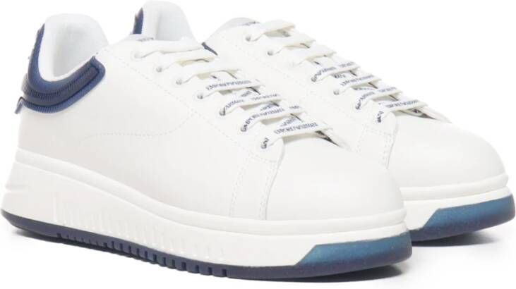 Emporio Armani Contrast Rivet Sneakers Wit Blauw White Heren