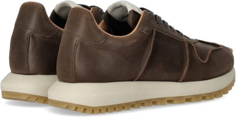 Emporio Armani Donkerbruine Sneaker met Kalfsleer Brown Heren