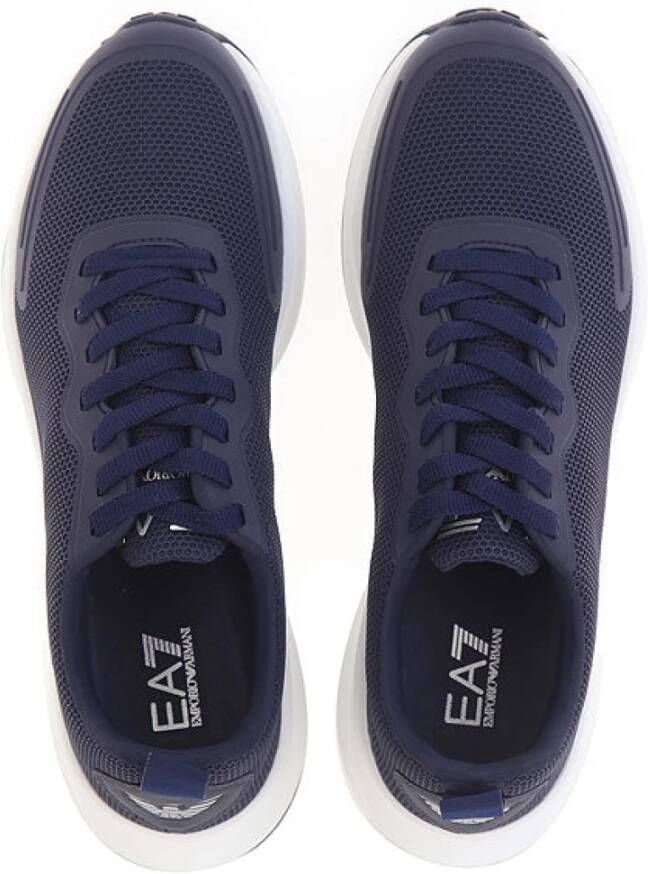 Emporio Armani EA7 Blauw Marine Veterschoenen Rubberen Zool Blue Heren