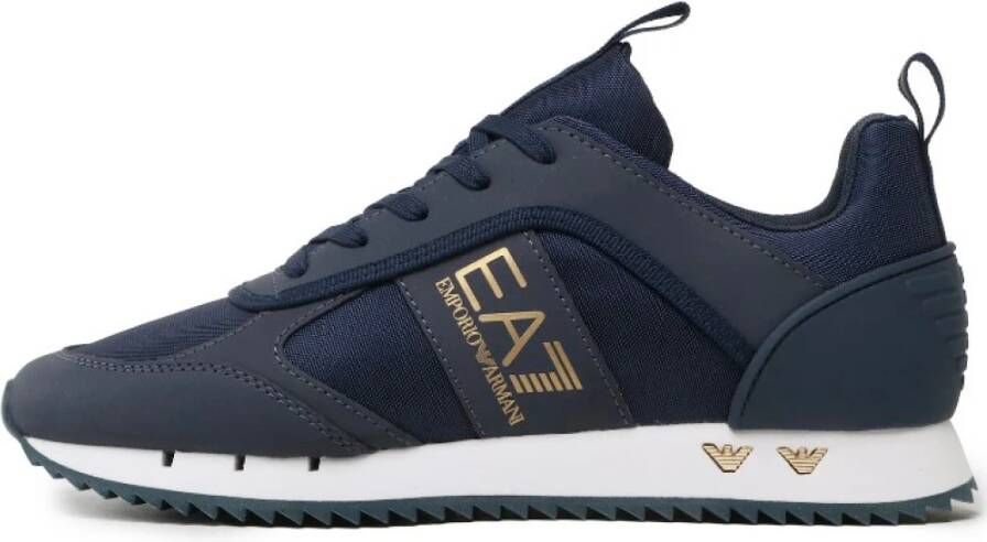 Emporio Armani EA7 Blauwe Sneakers met Ademende Stof Blue Heren