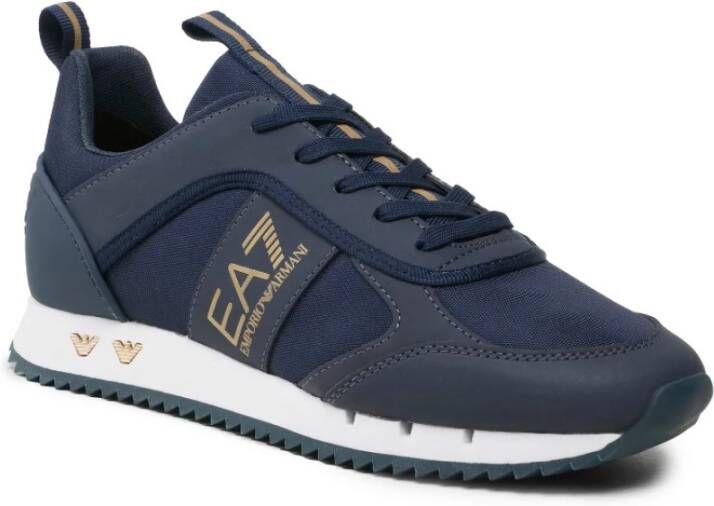 Emporio Armani EA7 Blauwe Sneakers met Ademende Stof Blue Heren