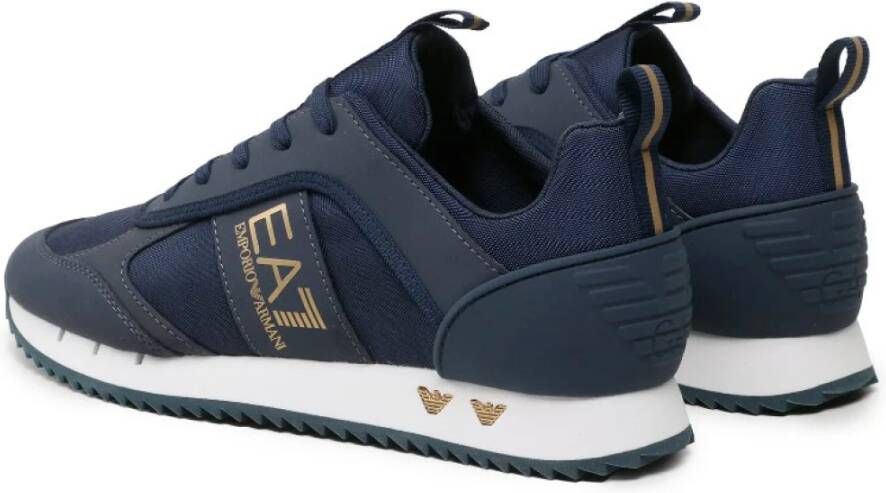 Emporio Armani EA7 Blauwe Sneakers met Ademende Stof Blue Heren