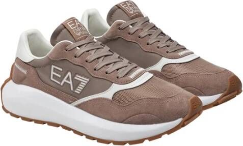 Emporio Armani EA7 Bruine Sneakers Moderne Sportieve Stijl Brown Heren