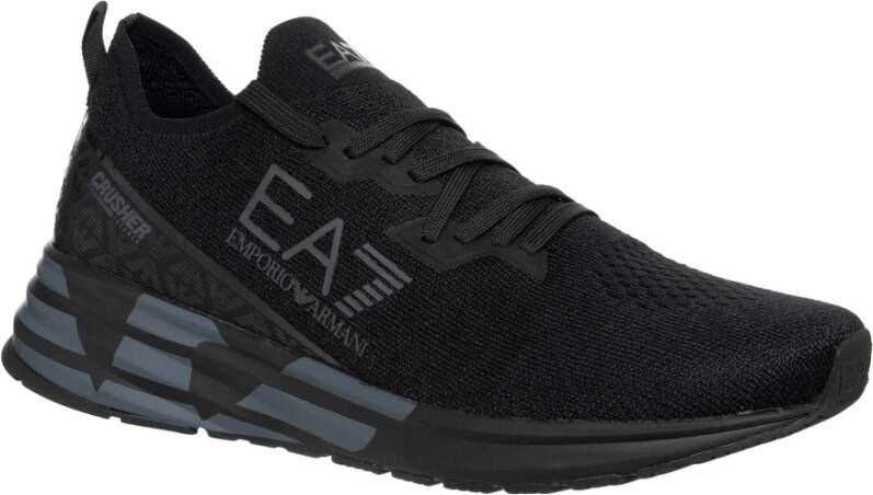 Emporio Armani EA7 Eenvoudige Vetersluiting Crusher Sneakers Black Heren