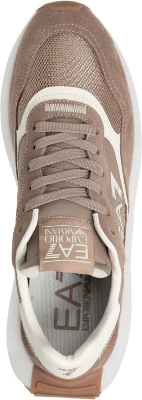 Emporio Armani EA7 Eenvoudige Vetersneakers Beige Heren