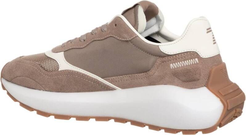 Emporio Armani EA7 Eenvoudige Vetersneakers Beige Heren