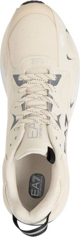 Emporio Armani EA7 Eenvoudige Vetersneakers Beige Heren