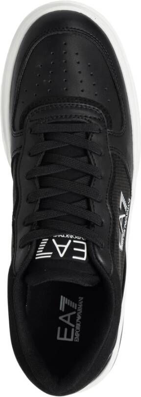 Emporio Armani EA7 Eenvoudige Vetersneakers Black Heren