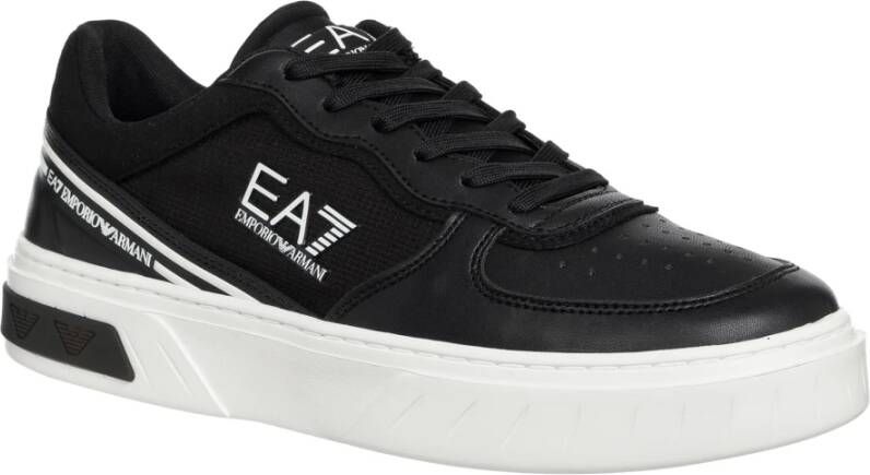 Emporio Armani EA7 Eenvoudige Vetersneakers Black Heren