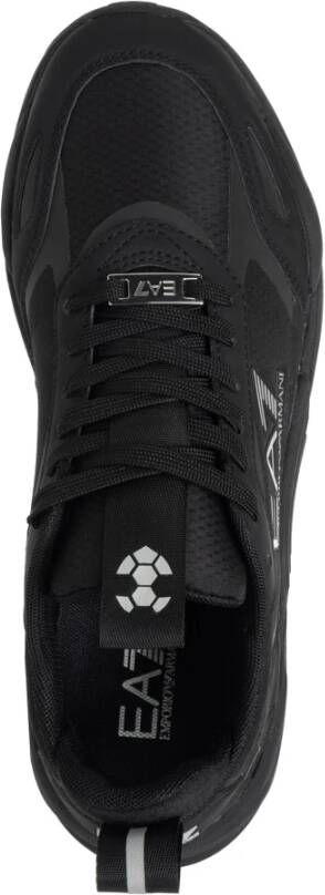 Emporio Armani EA7 Eenvoudige Vetersneakers Black Heren