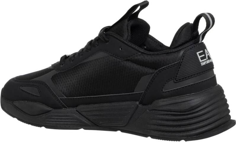 Emporio Armani EA7 Eenvoudige Vetersneakers Black Heren