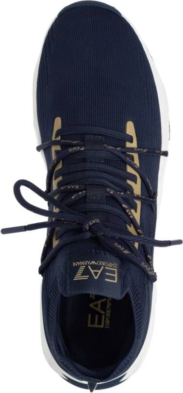 Emporio Armani EA7 Eenvoudige Vetersneakers Blue Heren