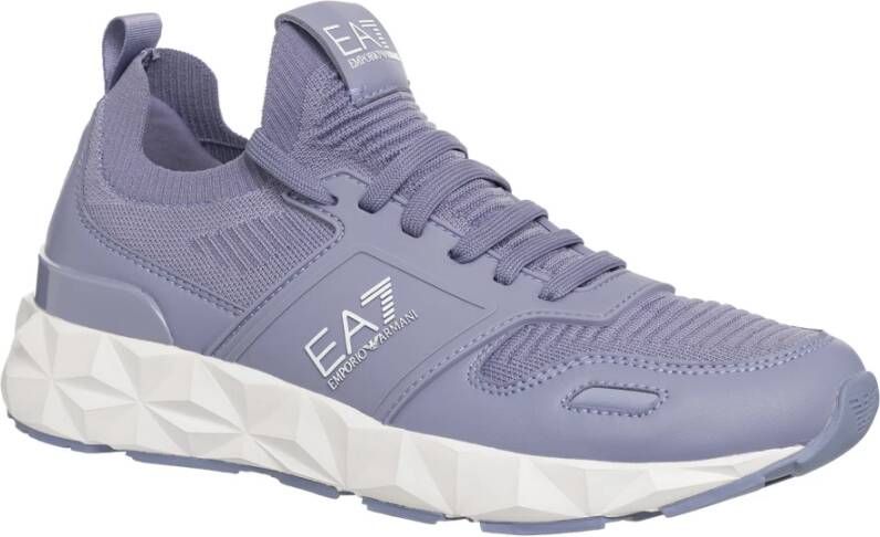 Emporio Armani EA7 Eenvoudige Vetersneakers Purple Dames