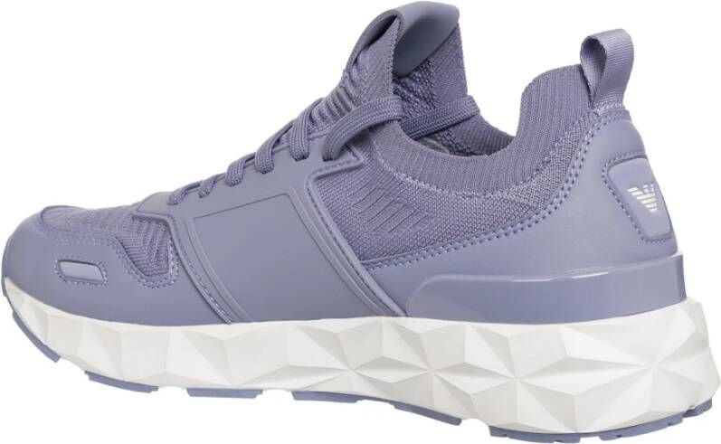 Emporio Armani EA7 Eenvoudige Vetersneakers Purple Dames