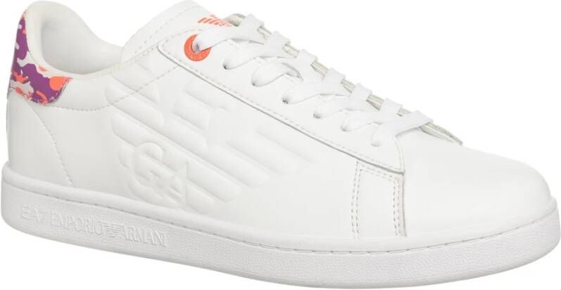 Emporio Armani EA7 Eenvoudige Vetersneakers White Dames