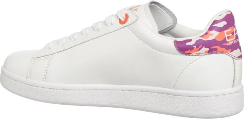 Emporio Armani EA7 Eenvoudige Vetersneakers White Dames