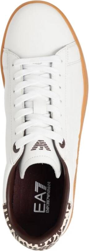 Emporio Armani EA7 Eenvoudige Vetersneakers White Dames