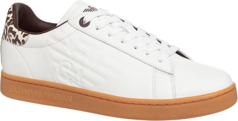 Emporio Armani EA7 Eenvoudige Vetersneakers White Dames