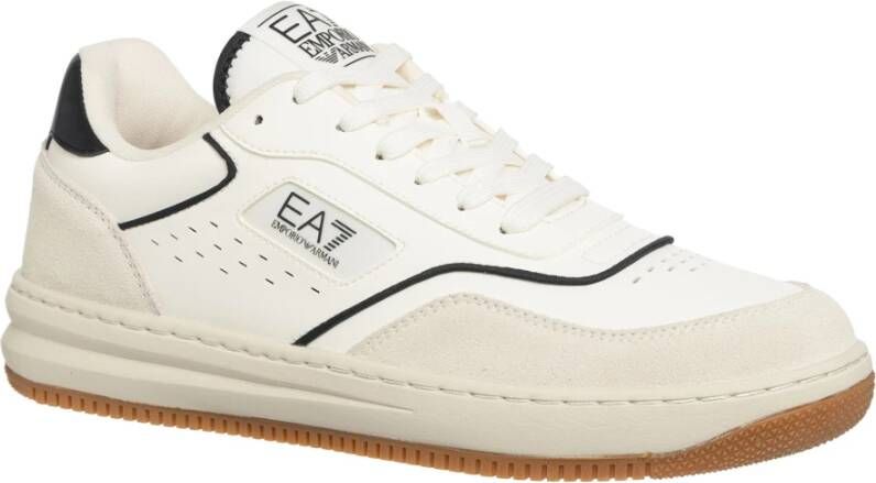 Emporio Armani EA7 Eenvoudige Vetersneakers White Heren