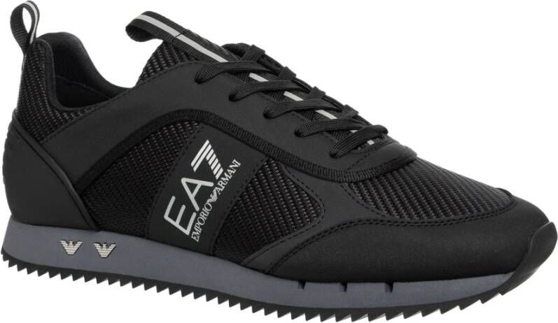 Emporio Armani EA7 Effen Vetersneakers Black Heren