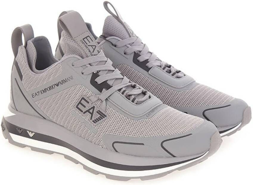 Emporio Armani EA7 Lichtgrijze Sneakers met Metalen Adelaars Gray Heren