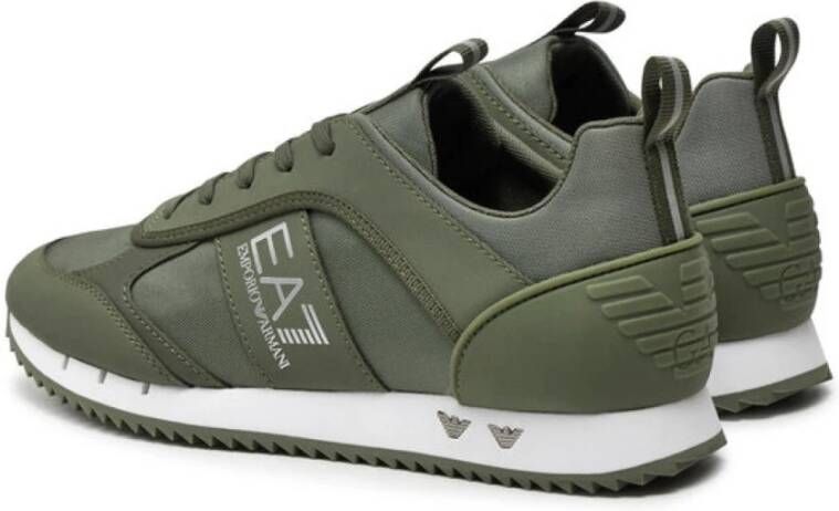 Emporio Armani EA7 Groene textiel en PU leren sneakers Green Heren