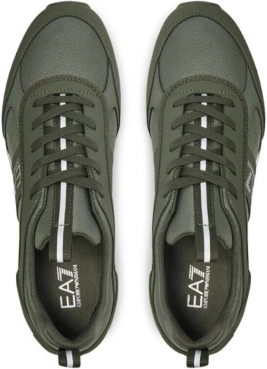 Emporio Armani EA7 Groene textiel en PU leren sneakers Green Heren