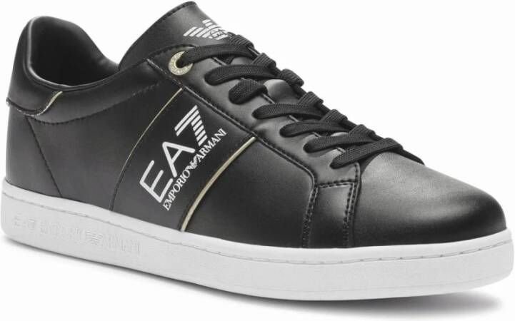 Emporio Armani EA7 Lage Leren Sneakers Zwart Black Heren