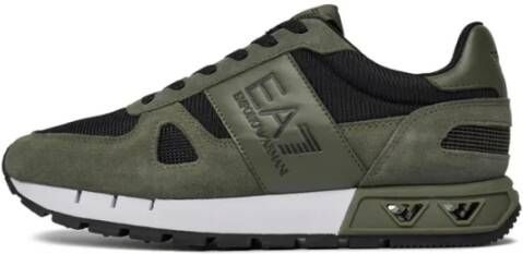 Emporio Armani EA7 Leren Sneakers Groen Green Heren