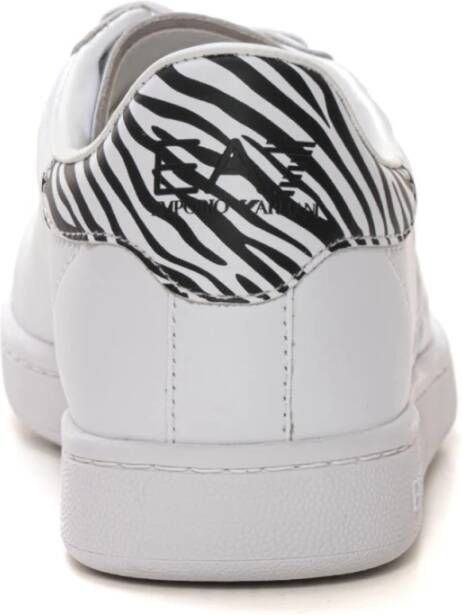 Emporio Armani EA7 Leren Sneakers met Logo Details White Dames