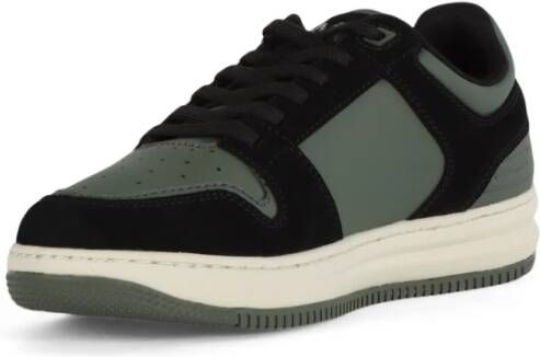 Emporio Armani EA7 Leren Sneakers met Logo Print Green Heren